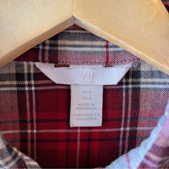 H&M Plaid Cotton Button Down Shirt Fall Colours Size 4 - Picture 6 of 8